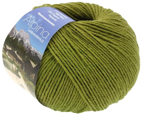 LANA GROSSA Alpina | Landhauswolle und Trachtengarn, waschmaschinenfest | Handstrickgarn aus 80% Schurwolle & 20% Polyamid | 100g Wolle zum Stricken & Häkeln | 210m Garn 65