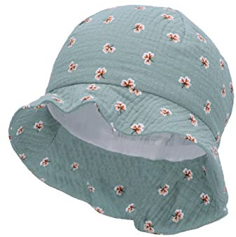 Sterntaler Baby Mädchen Hut Baby Sonnenhut Blumen - Baby Hut, Kopfbedeckung Baby Sommer, Sommerhut Baby - aus Baumwolle - dunkelgrün, 49