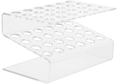 NUOBESTY Clear Acrylic Pen Holder Display Stand with 24 Holes Desktop Organizer for Paint Brushes Eyebrow Pencils & Gel Ink Pens Compact 3.15 Inch Storage Rack for Home Office Salon