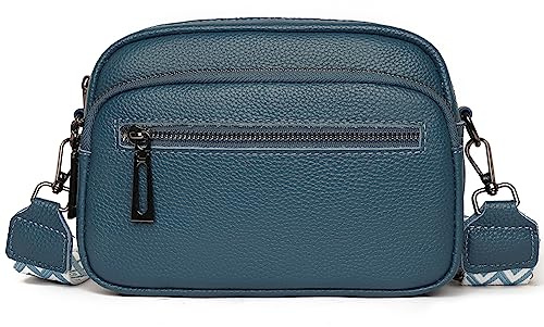 DKIIL NOIYB Crossbody Bags for Women, Genuine Leather Cross Body Bag Multi-pocket Camera Bags Handbags & Shoulder Bags with Adjustable Wide Strap