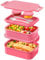 WayEee Lunch Box Adults,2130ml Large Capacity Bento Lunch Box with Compartments, 3 Layers Leak-Proof Bento Box for Office, School(Pink)