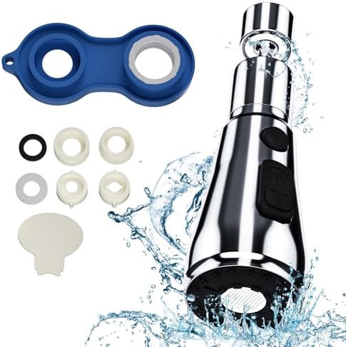 DGHOME Kitchen Tap Spray Head, 360° Swivel Spout FM22 M24 Kitchen Sink Tap Spray Attachment Head with 3 Modes, G1/2 Tap Extender for Kitchen Sink Replacement Faucet Booster Filter