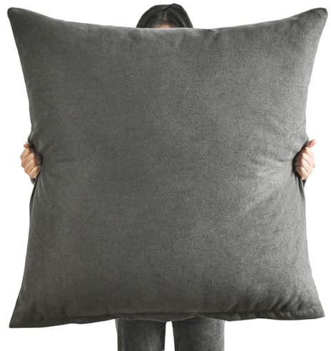 Samt Kissenbezug 80x80,60x60 Kissenhülle Boho,Sofa Dekokissen Bezug 50x50 Couch Kissenbezüge 70x70 Abnehmbare Kissenüberzug und Atmungsaktiv Kopfkissenbezug mit Reißverschluss ( Color : Black Gray , S