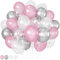 HILAVO Luftballons Rosa Silber, Perl Rosa Weiß Silber Ballons mit Schneeflocken Luftballon, Hell Rosa Weiss Latex Helium Ballon für Geburtstag Weihnachten Winter Onederland Wonderland Babyparty Deko