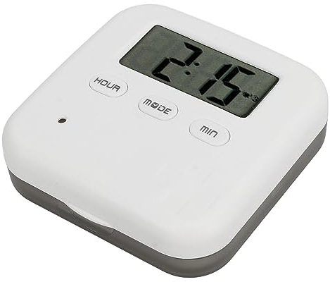 Qukaim Boîte à médicaments portable avec minuteur, organiseur de médicaments intelligent, 4 grands compartiments, gris, multicolore, 60_x_180_cm