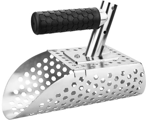 Outil de Recherche d'or de Conception de Plage avec Trou, Pelle à Sable en Métal 29CM, Pelle à Sable Sablier - Pelle au Trésor en Acier Inoxydable avec Poignée