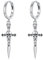 Schwert Totenkopf Ohrringe 925 Sterling Silber Schwert Creolen mit Schädel hängend coole Dolch Baumeln Ohrringe längliche Punk Schmuck für Frauen Herren