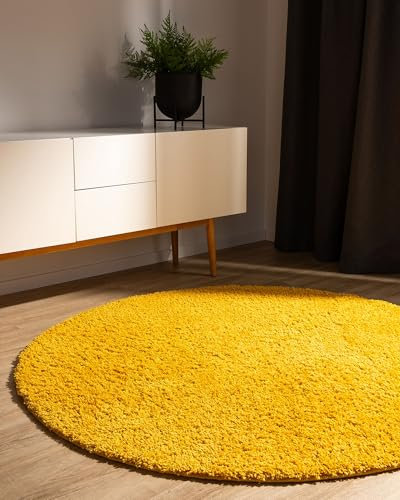 benuta Sohari - Tappeto a pelo lungo Basic per soggiorno, 80 cm, rotondo, look minimalista, morbido e facile da pulire, adatto per camera da letto, corridoio o sala da pranzo, adatto per riscaldamento