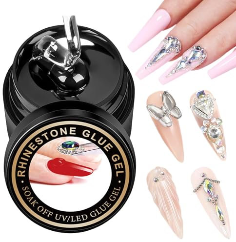 Nail Charm Glue, Long-Lasting Gel Nail Glue, Nail Rhinestone Glue, Multipurpose Nail Adhesive, Strong Nail Charm Glue Gel for Home, Nail Salon, & Nail Decorations
