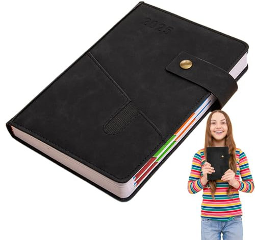PU Leather Notebook, 2025 Monthly Daily Planner Book, 365 Days Planner Notepad, Event Planner Book for Work, Study, Schedule, Business, Stylish PU Leather Planner for Organized Year, Daily & Monthly