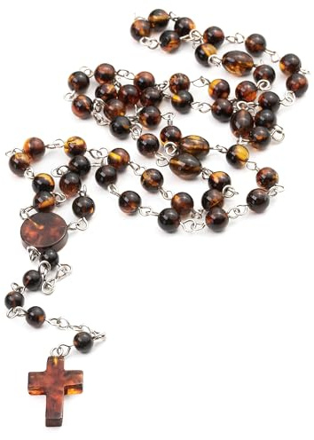 Amber by Mazukna Christlicher Rosenkranz für Damen & Herren | Natürliche Baltische Bernsteinperlen mit Sterling Silber, für Gebet und Meditation, spirituelles katholisches Geschenk
