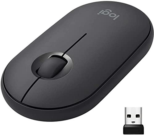 Logitech M350 Pebble Wireless Mouse, Bluetooth and 2.4 GHz Connection via USB Nano - Receiver, 18-Month Battery Life, 3 Buttons, (Renewed) (Renewed)
