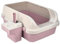 DIVCHI Cat Litter Tray Box, Litter Box, Plastic Cat Open Top Litter Tray with Scoop and Scoop Box Kitten Detachable Rim Easy Cleaning, 57.2 x 41.5 x 24.3cm (Pink)