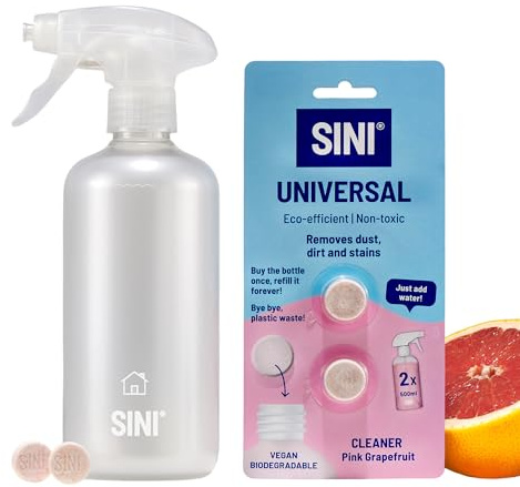 Multi Purpose Spray Home Cleaning Kit | Non Toxic, Streak Free | Household Essentials | Antibacterial Biodegradable Tablets | Clean Kitchen, Car, Glass, Worktop | Fresh Grapefruit Scent