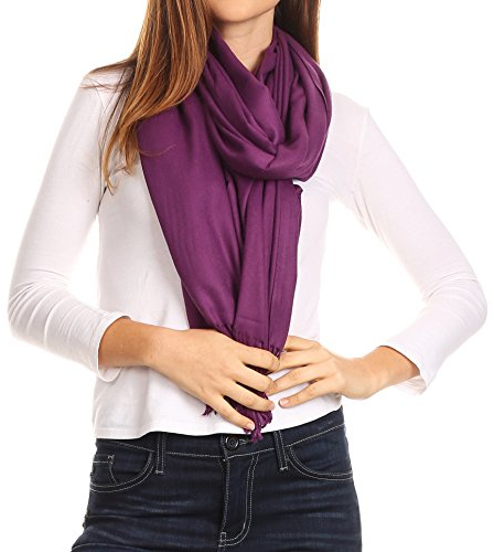 Sakkas 1746 - Iris Warm Super Soft Kaschmir Feel Pashmina Schal/Schal mit Fransen - Lila - OS