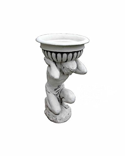 Antikes Wohndesign Steinfigur Pflanzschale Pflanzkübel Gartenfigur Atlas Höhe: 88cm