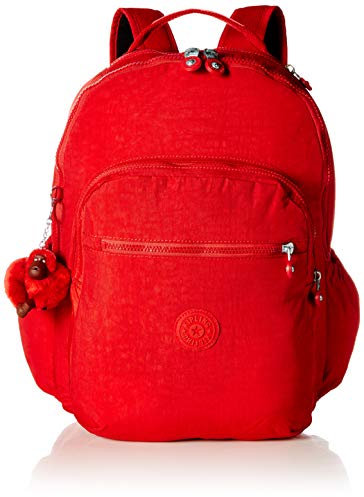Kipling Seoul Go Laptop, gepolstert, verstellbare Rucksackgurte, Reißverschluss, Rot (Cherry T), Einheitsgröße