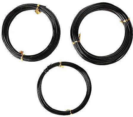 Quality Black Long Lasting Bonsai Training Wire Set of 3 Sizes - 1.0mm, 1.5mm, 2.0mm (32 Feet Each Size)