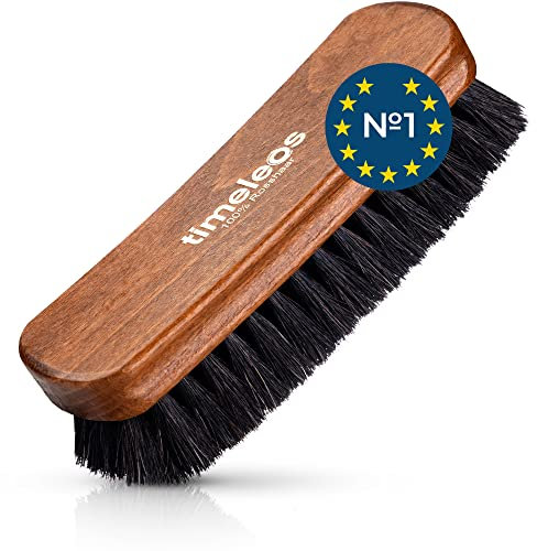 TIMELEOS Schuhbürste Set Rosshaar für optimale Schuhpflege Rosshaarbürste Glanzbürste Schuhputzzeug Schuhpolierbürste Schuhe Herren Schuhbürste Weich Pferdehaarbürste 1er Set dunkel