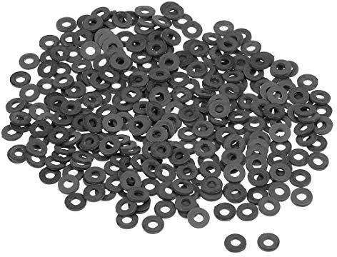 sourcing map 300Stk, Nylon Flache Unterlegscheiben M3 für 3 mm ID Schraubenbolzen 7 mm AD 1 mm Dick Distanzhülsen Dichtungsringe Beilagscheiben für Wasserhahn Rohr Wasserschlauch Schwarz
