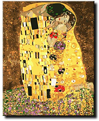 Shukqueen Kit de Peinture à l'huile pour Adultes et Enfants débutants – Klimt's Kiss 16x20(40x50cm) Klimt's Kiss Replica (Frameless)