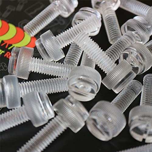 Confezione da 60 Viti a Testa Zigrinata in Plastica Acrilica Trasparente, a taglio + zigrinate M8 x 25mm - Acrilico Viti