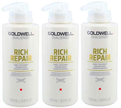 Goldwell Dualsenses Rich Repair 60 Sec Treatment 500 ml x 3 Pack - Hair Mask for Damaged Hair