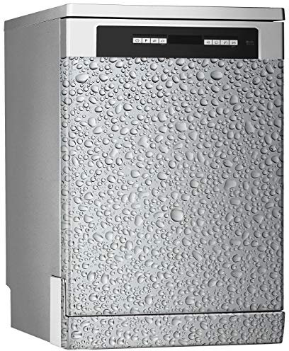 MEGADECOR Vinyle décoratif pour lave-vaisselle, dimensions standard 67 cm x 76 cm, gouttes d'eau sur fond gris
