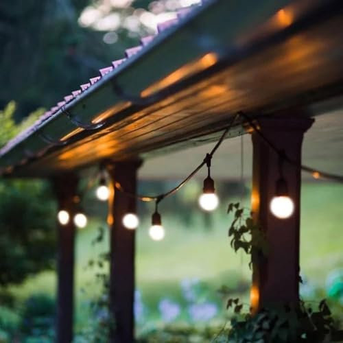 BarcelonaLed - Guirlande lumineuse LED Décoration extérieur et intérieur 10 m IP44 imperméable de couleur noire avec 10 douilles suspendues E27 et ampoules de 1 W incluses en blanc chaud pour jardin.