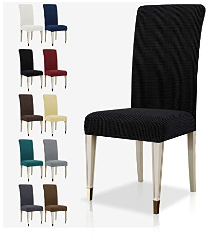 MAXIJIN Stretch Stuhlhusse 4er Set Jacquard Husse Abnehmbare Stuhlbezug für das Esszimmer Elastische Moderne Stuhlschutz Dekoration für Bankette Hochzeitsfest (Schwarz,4)