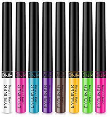 Allbestaye Bunt Matte Farbe Eyeliner Liquid Wasserfest Blau Lila Grün Weiß Braun Make-up Eye Liner (8 color set)