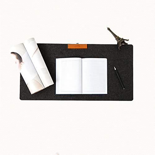 Ruby Lil Filz-Tischunterlage, 640 x 330 mm, kratzfestes Mauspad, Schreibtisch-Mauspad, Laptop-Schreibunterlage, wasserdicht, für Büro und Zuhause, schwarz, 63,5 x 33 cm