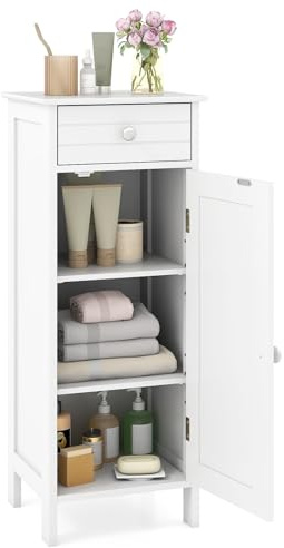 GLACER Bathroom Storage Cabinet, Narrow Side Storage Organizer (White)