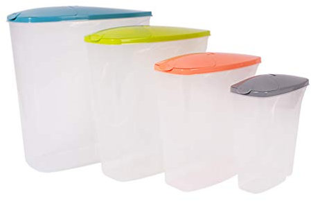 Stay Fresh JNS_479770 Set of 4 BPA Free Plastic Dry Food Storage Cereal Dispenser Box