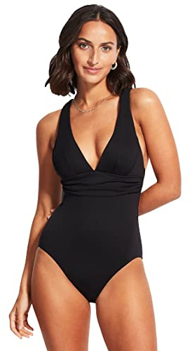Seafolly Damen Deep V Wide Strap One Piece Swimsuit Einteiliger Badeanzug
