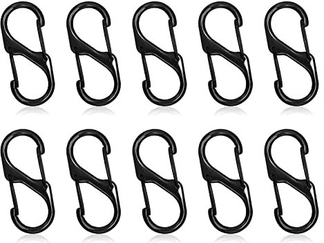 SZXMDKH 10PCS S Carabiner Keyring Clip, Small Dual Spring Opening Keychain Clip, S Ring Locking Carabiner Buckle Double Clip Hook for Outdoor Hiking Fishing Camping
