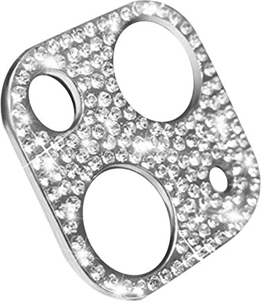 ohfruit for iPhone 14 13 Pro Plus Pro Max Mini Camera Lens Protector, Bling Glitter Sparkle Diamond Metal Lens Protective Decoration Cover Accessories Silver For iPhone14/14 Plus