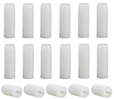 Lot de 70 vis à tête fendue M8 x 10 mm, vis sans tête en plastique sans tête en nylon blanc