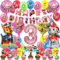 Patrol Geburtstagsdeko Mädchen Hund Geburtstag Party Rosa Ballon Deko Set für Mädchen 3 Jahre Helium Folienballon Banner Toppers Dekoration (Zahl 3)