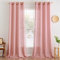MIULEE Gardinen Vorhänge mit ösen Voile Vorhang kurz Modern Leinenoptik Halbtransparent Ösenvorhang für Wohnzimmer Kinderzimmer Raumteiler 2er Set Rosa 245x140 cm