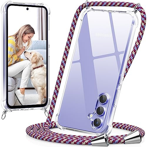 caslord Handyband für Samsung Galaxy A54 5G Hülle mit Band, Handyhülle für zum Umhängen, Necklace Hülle mit Band for Galaxy A54 [Stoßfest] [Kameraschutz] [Längenverstellbar] -Bordeaux