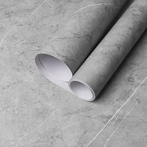 Hode Grey Marble Vinyl Wrap Self Adhesive Wallpaper 60cmx5m Peel and Stick Kitchen Worktop Covering Bathroom Wallpaper Removable Waterproof for Bedroom Bathroom Wall Paper Table Furniture