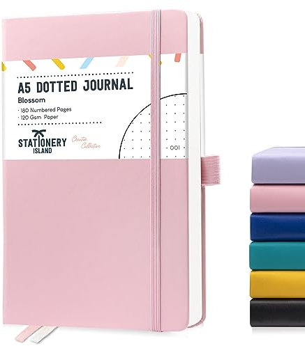 STATIONERY ISLAND Notizbuch Dotted 5,3 x8,4, 180 Nummerierte Seiten Journal Buch, 120gsm Papier Notizbuch Gepunktet, Hardcover Bullet Dotted Journal