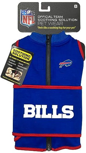 NFL Buffalo Bills Dog Anxiety Shirt Calming Soothing Solution Vest, for Dogs & Cats with Anxiety, Fears, Fireworks, Loud Noises, Dark, Lonely Keeps Dogs Calm and Feeling Safe, Relaxing Jacket, Medium