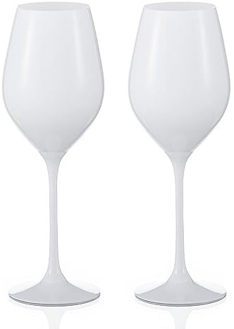 DIAMANTE White Crystal Wine Glasses Pair Spirit - Set of 2 Opaque White Crystal Wine Glasses