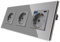 CNBINGO Glas Dreifach Steckdose mit 2 USB Ports, 1× (Typ-C und Typ-A unterstützung 20W Schnellladen) - Schuko Steckdose Unterputz in Grau - Schutzkontakt Wandsteckdose mit Glasrahmen