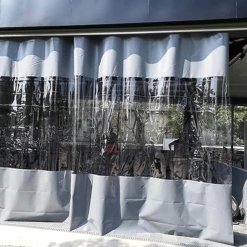 Durchsichtige Außenplanenvorhänge,Mit Ösen,Pergola Terrasse Pavillon Veranda Carport Wasserdichte Transparente Plane Seitenteile,Wetterfest Trennwand Vorhänge,Anpassbar,W×H-2.5×2.2m(8.2*7.2ft)