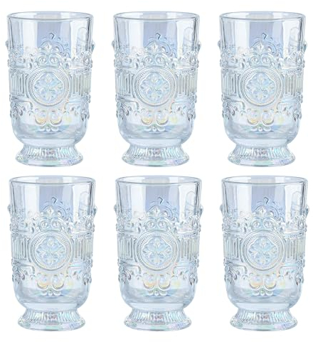 Sungmor Lot de 6 verres highball vintage en relief de 306,2 g, verres transparents pour jus, cocktail, eau, bière, soda, whisky