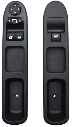 KAOLALI Botonera Elevaluna 207 Pasajeros + Lado Conductor 2 Piezas, Interruptor de Elevalunas 207 para Peugeot 207 Citroen c3 6554.QC, Botón Elevaluna 6490HQ 6554HJ 6 Pines