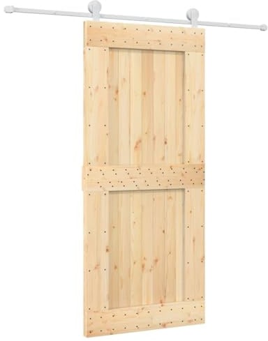 vidaXL Schiebetür mit Beschlag 90x210 cm Massivholz Kiefer